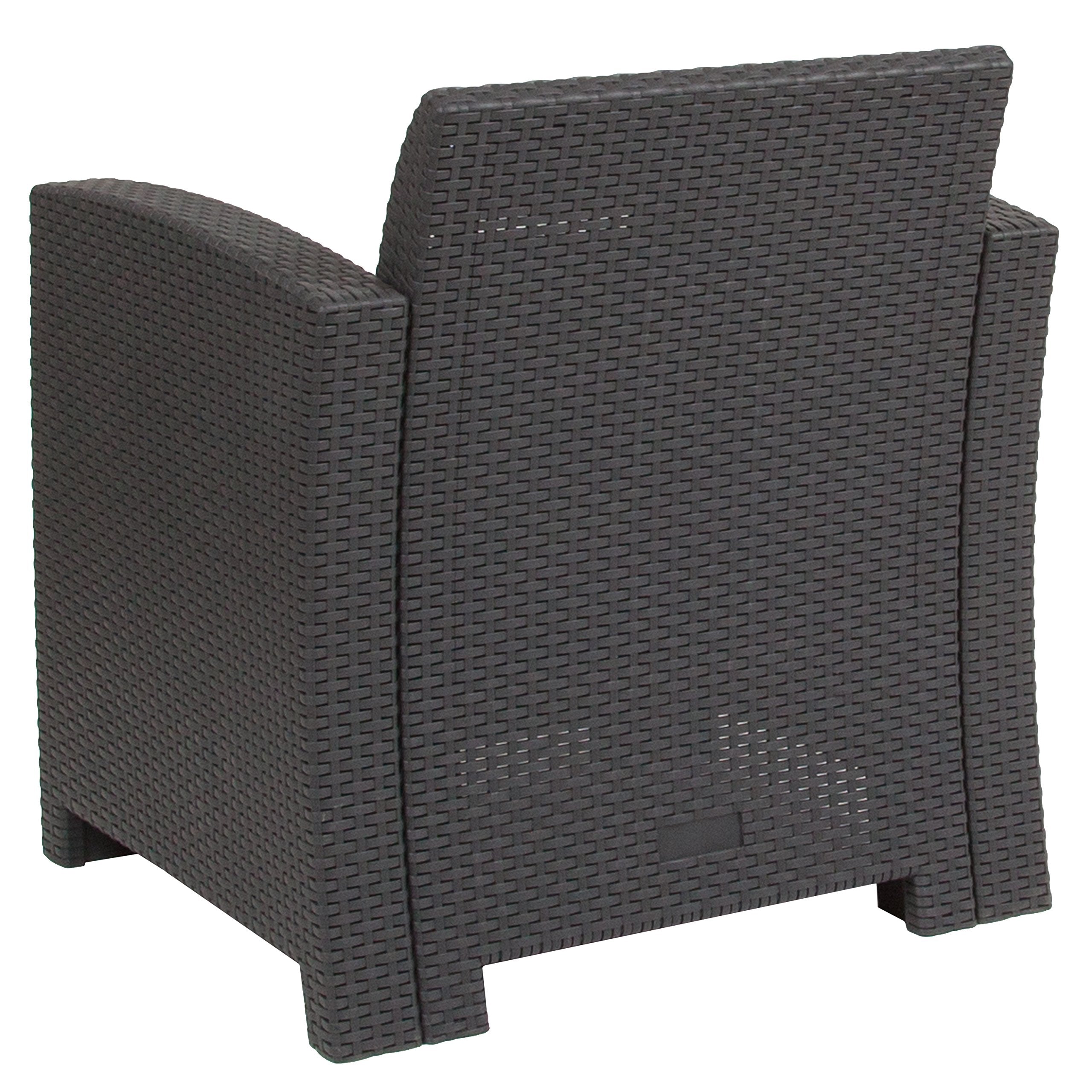 Flash Furniture Seneca Dark Gray Faux Rattan Chair with All-Weather Seneca Light Gray Cushion