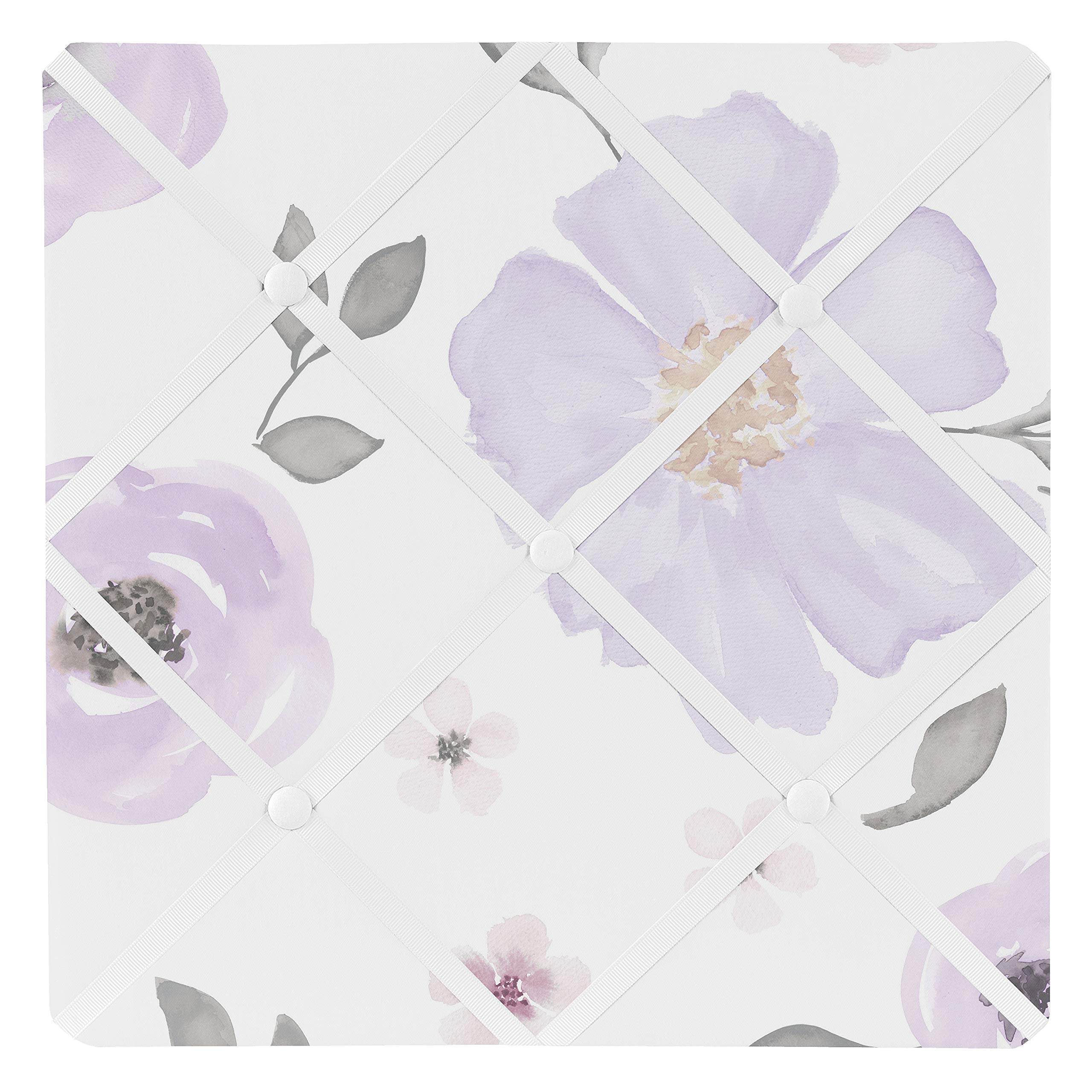 Sweet Jojo Designs Lavender Purple, Pink, Grey and White Fabric Memory Memo Photo Bulletin Board for Watercolor Floral Collectio