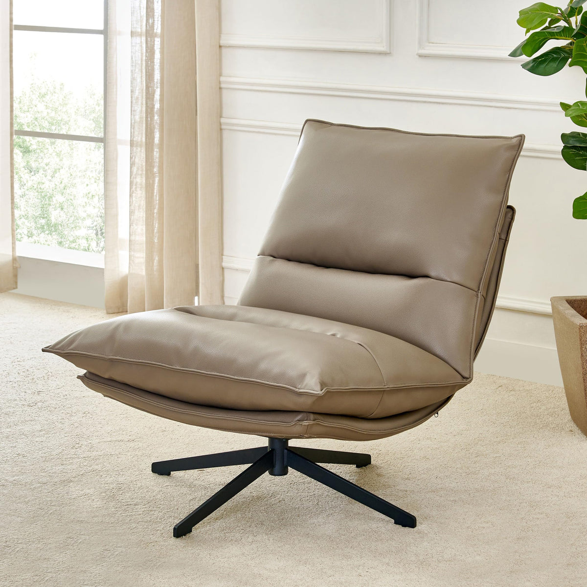 Home Centre | Magna Swivel | Accent Chair For Living Room | Metal | Brown | 1 Year Warranty