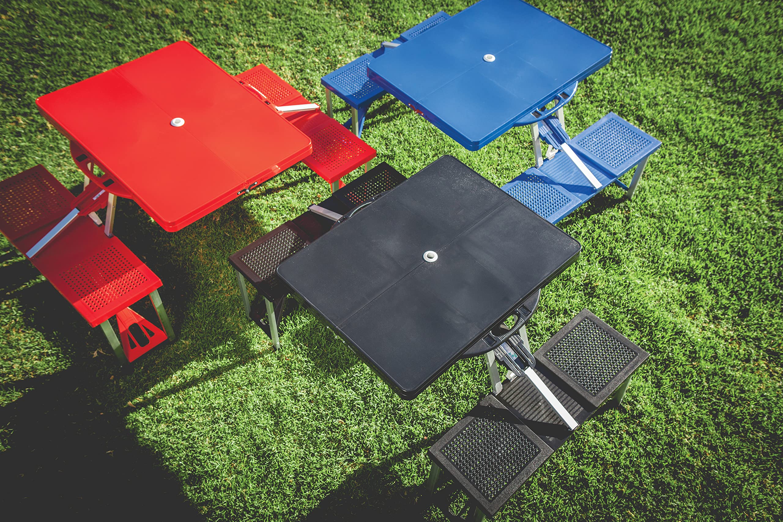 Oniva Play Town Folding Picnic Table, Camping Table, Outdoor Table With Umbrella Hole, (Green)