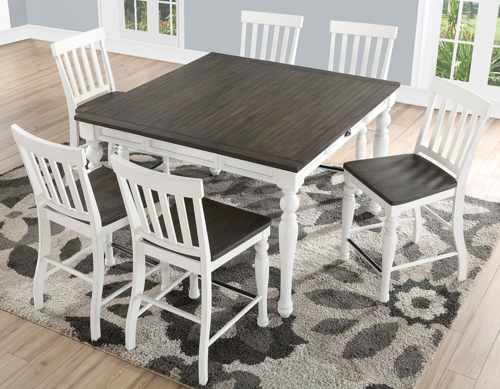 Steve Silver Co Joanna Two Tone Counter Farmhouse Chair, 24-Inch Seat Height, Schoolhouse Style, Dining Room, Kitchen, Acacia Veneers, Counter Height, 23.5" D x 20" W x 42" H, White/Ivory, Brown