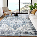 AMADA HOMEFURNISHING 5x7 Area Rugs, Washable Living Room Rug Low-Profile with Non-Slip Backing & Durable Edge Binding, Vintage 5