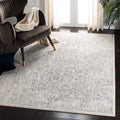 SAFAVIEH Evoke Collection Area Rug - 53 Square, Ivory & Grey, Distressed Design, Non-Shedding & Easy Care, Ideal for High Traff