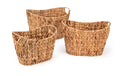 Trademark Innovations Set of 3 Oval Hyacinth Baskets with Iron Wire Frame Natural