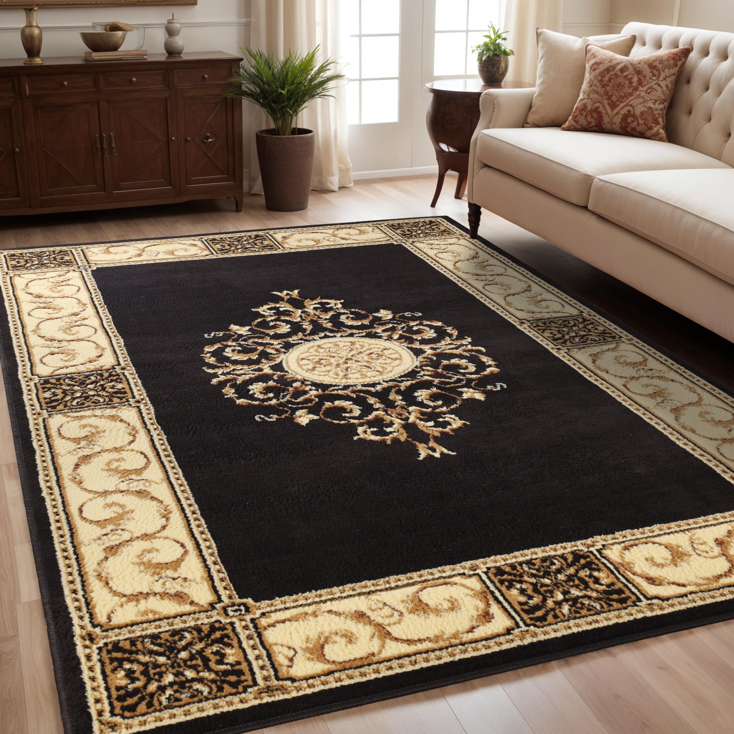 Superior Elegant Medallion Collection 8 x 10 Area Rug, Attractive Rug with Jute Backing, Durable and Beautiful Woven Structure