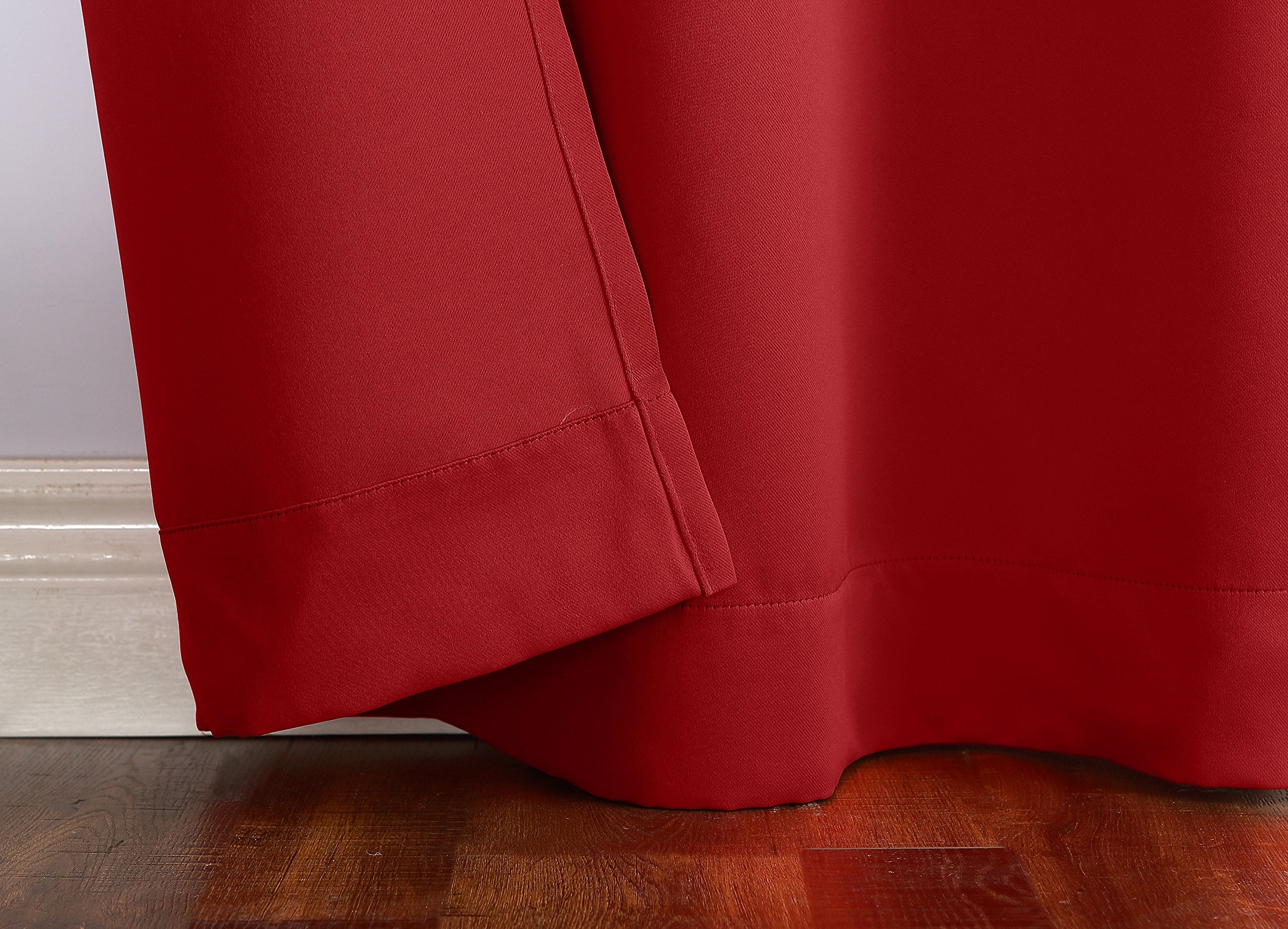 Sun Zero Easton Energy Saving Blackout Rod Pocket Curtain Panel, 40' X 84', Red