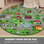 Capslpad Green Car Road Kid Rug Carpet Playmat For Playoom Traffic Road Kids Play Mat For Toddler Non Slip Washable City Map Rac