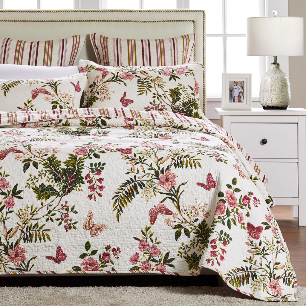 Greenland Home Butterflies Quilt Set, King, Multi