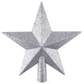 FEPITO Glitter Star Mini Christmas Tree Topper Shatter-Proof Small Christmas Tree Decoration Treetop for Holiday Ornament or Hom