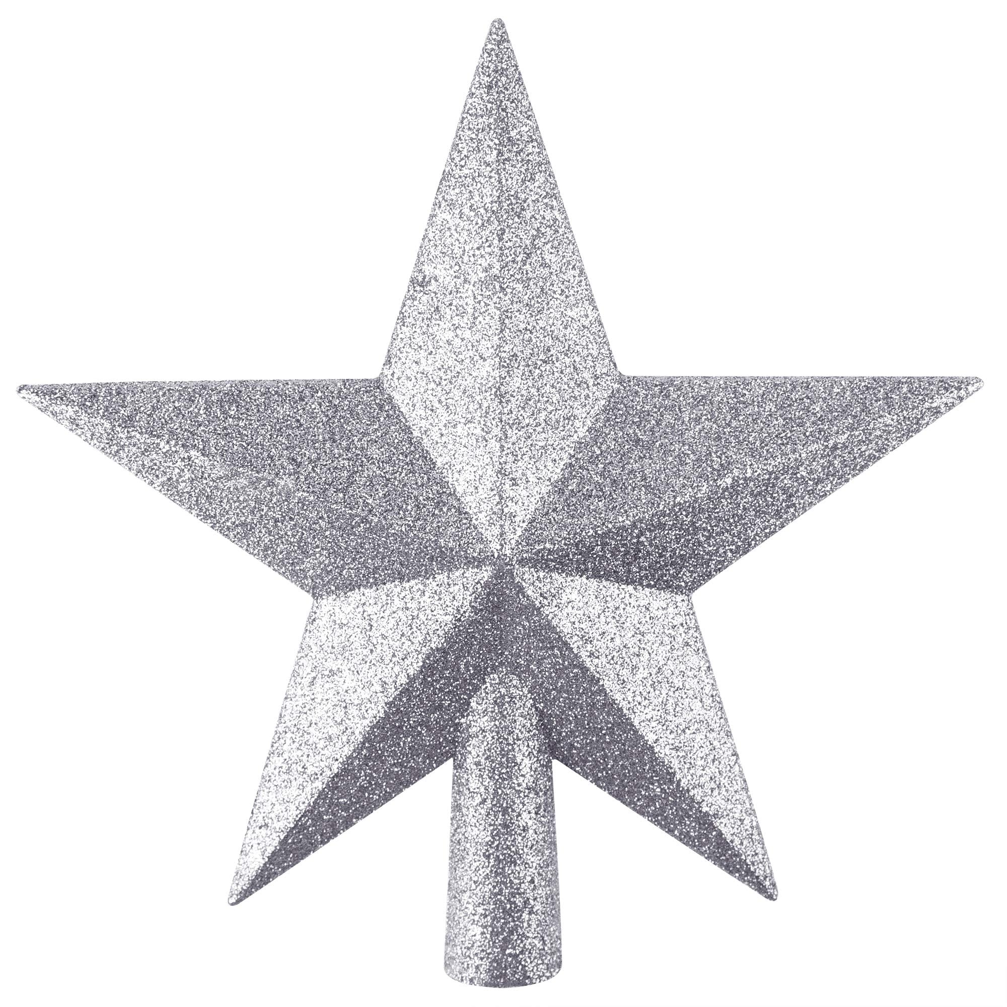 FEPITO Glitter Star Mini Christmas Tree Topper Shatter-Proof Small Christmas Tree Decoration Treetop for Holiday Ornament or Hom