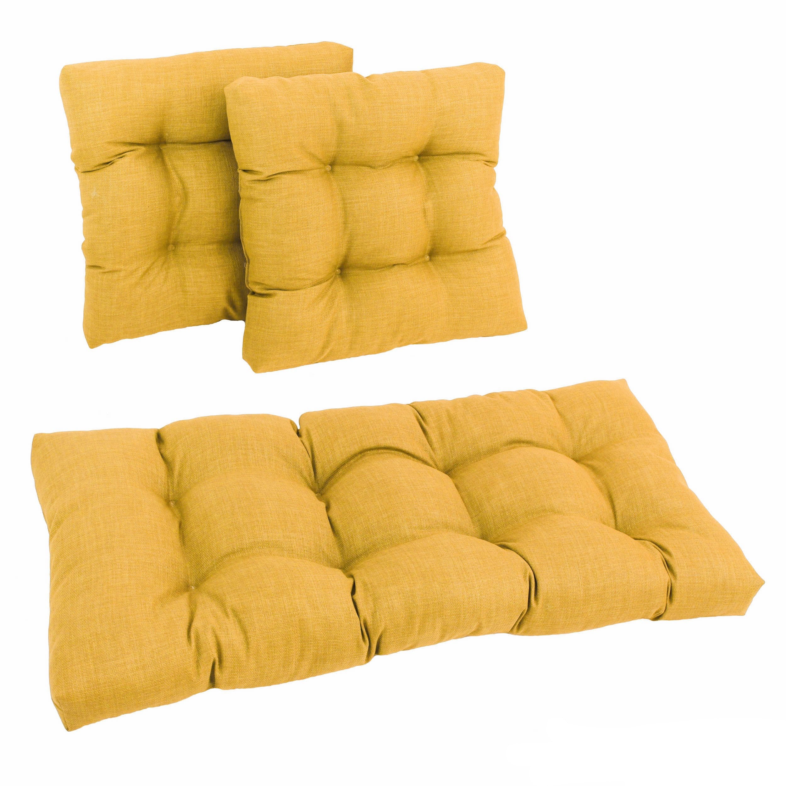 Blazing Needles Indoor/Outdoor Tufted Settee Cushion Set, Lemon 3 Count
