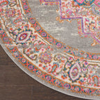 Nourison Passion Grey 8' X Round Area -Rug, Boho, Traditional, Easy -Cleaning, Non Shedding, Bed Room, Living Room, Hallway, (8'
