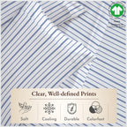 California Design Den Blue Stripe Sheets, 100% Organic Cotton Percale Sheets, Deep Pocket Twin Xl Sheets & Pillowcase Set - Blue Stripe
