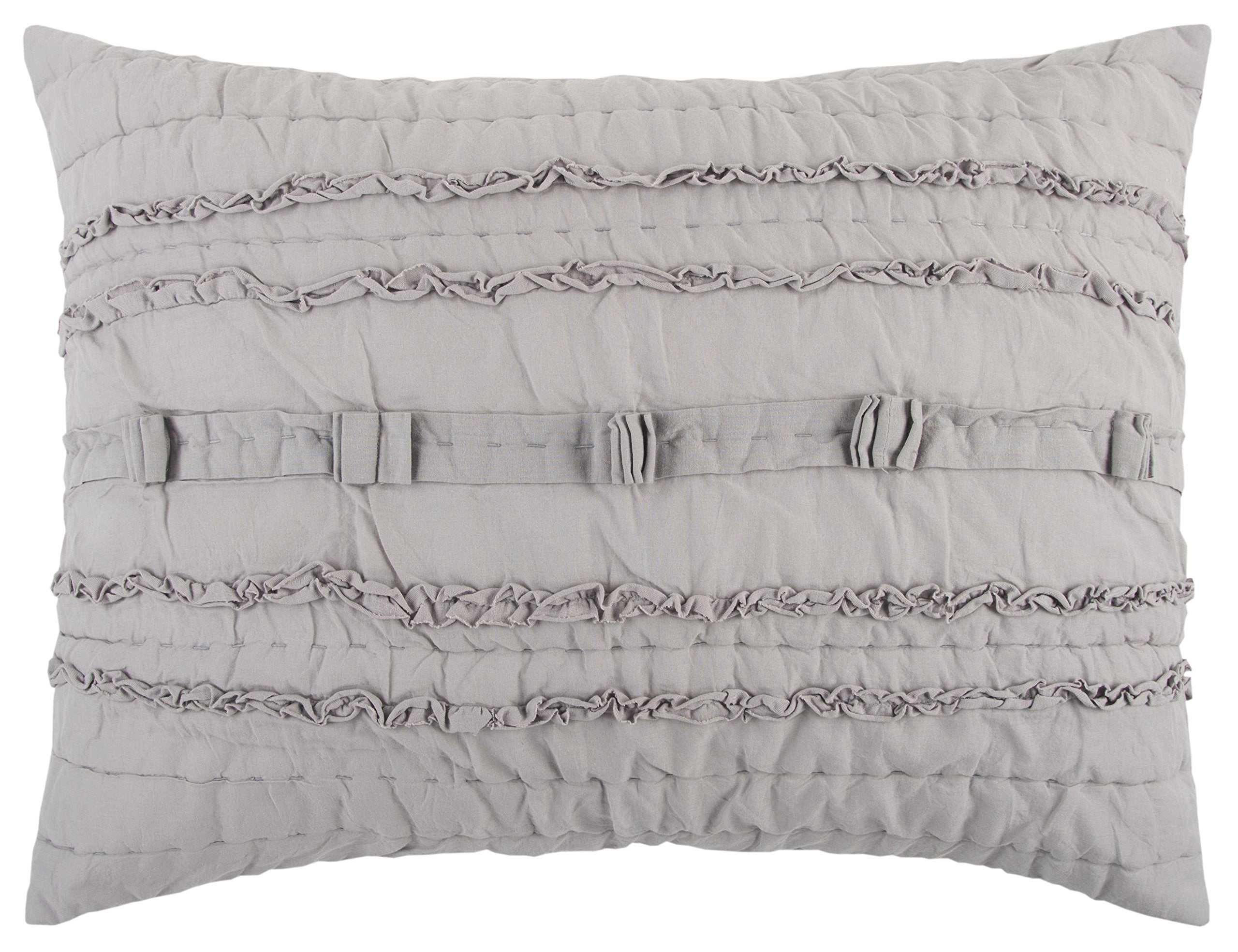 Rizzy Home | BQ4580 | Polyester Standard Sham | 20"x26" Gray/Neutral/ Stripe