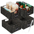 Best Choice Products Set of 4 9x12in Water Hyacinth Pantry Baskets, Woven Organizers w/Chalkboard Label, Chalk Marker - Black