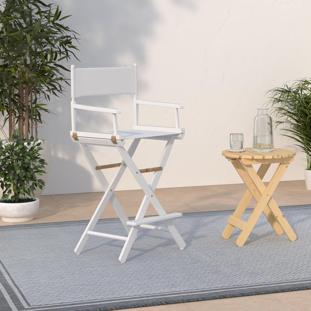 Casual Home Director'S Chair ,White Frame/White Canvas,30" - Bar Height