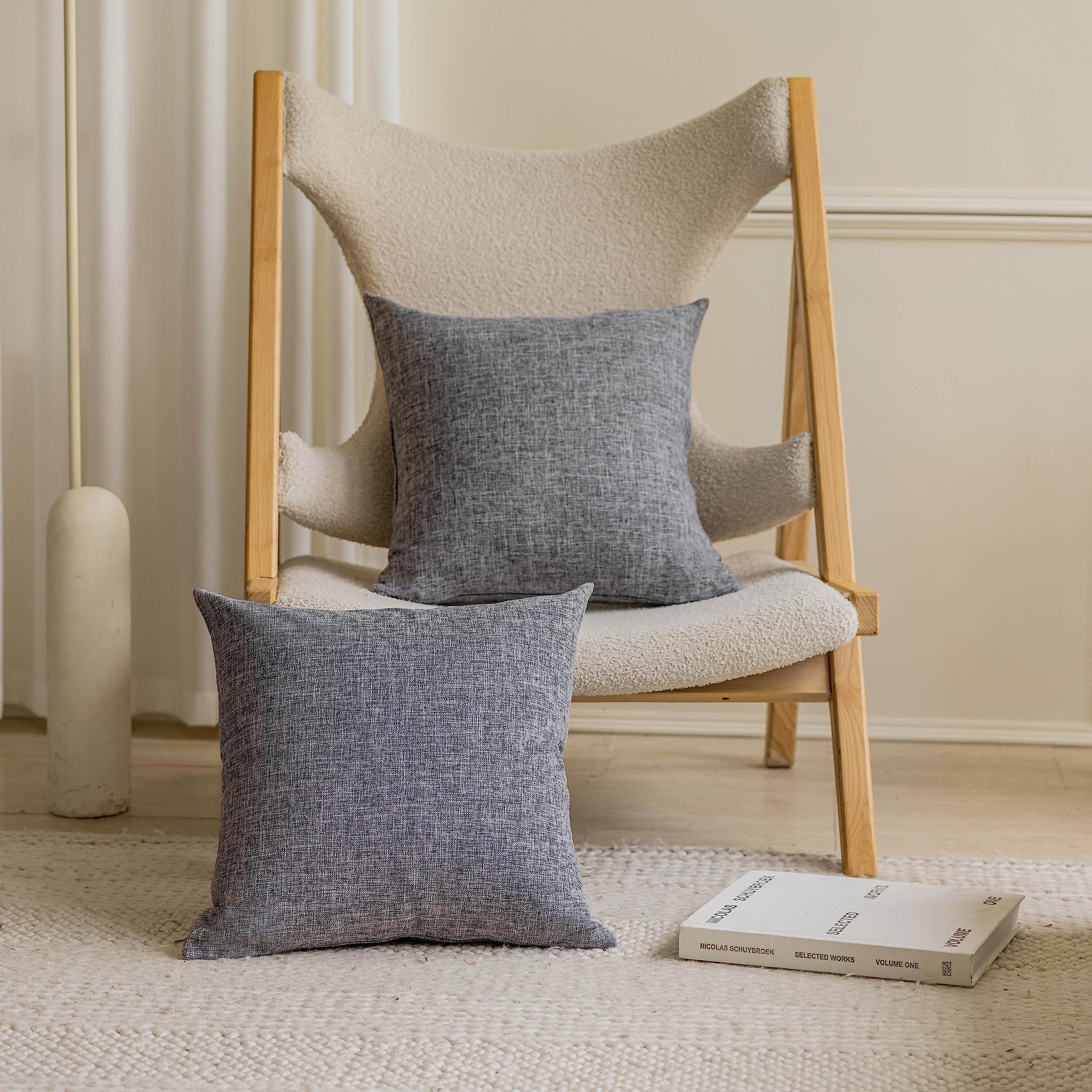 Home Brilliant Linen Throw Pillow Cover 18X18 Decorative Throw Pillow For Bed, Couch, Sofa, Living Room, 1 Pc, Ash Grey