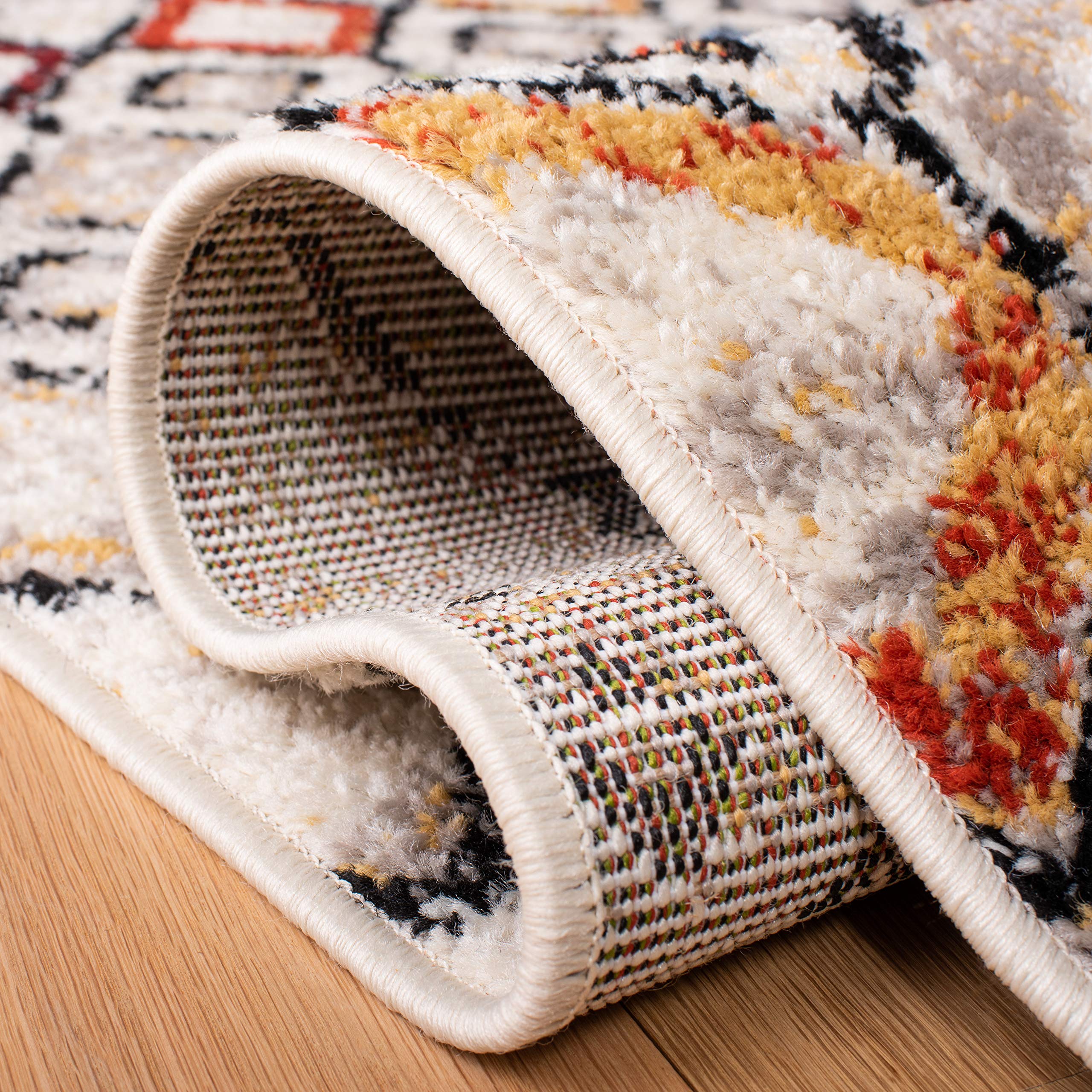 Safavieh Amsterdam Collection Runner Rug - 2'3'' X 10', Ivory & Multi, Moroccan Boho Design, Non-Shedding & Easy Care, Ideal For