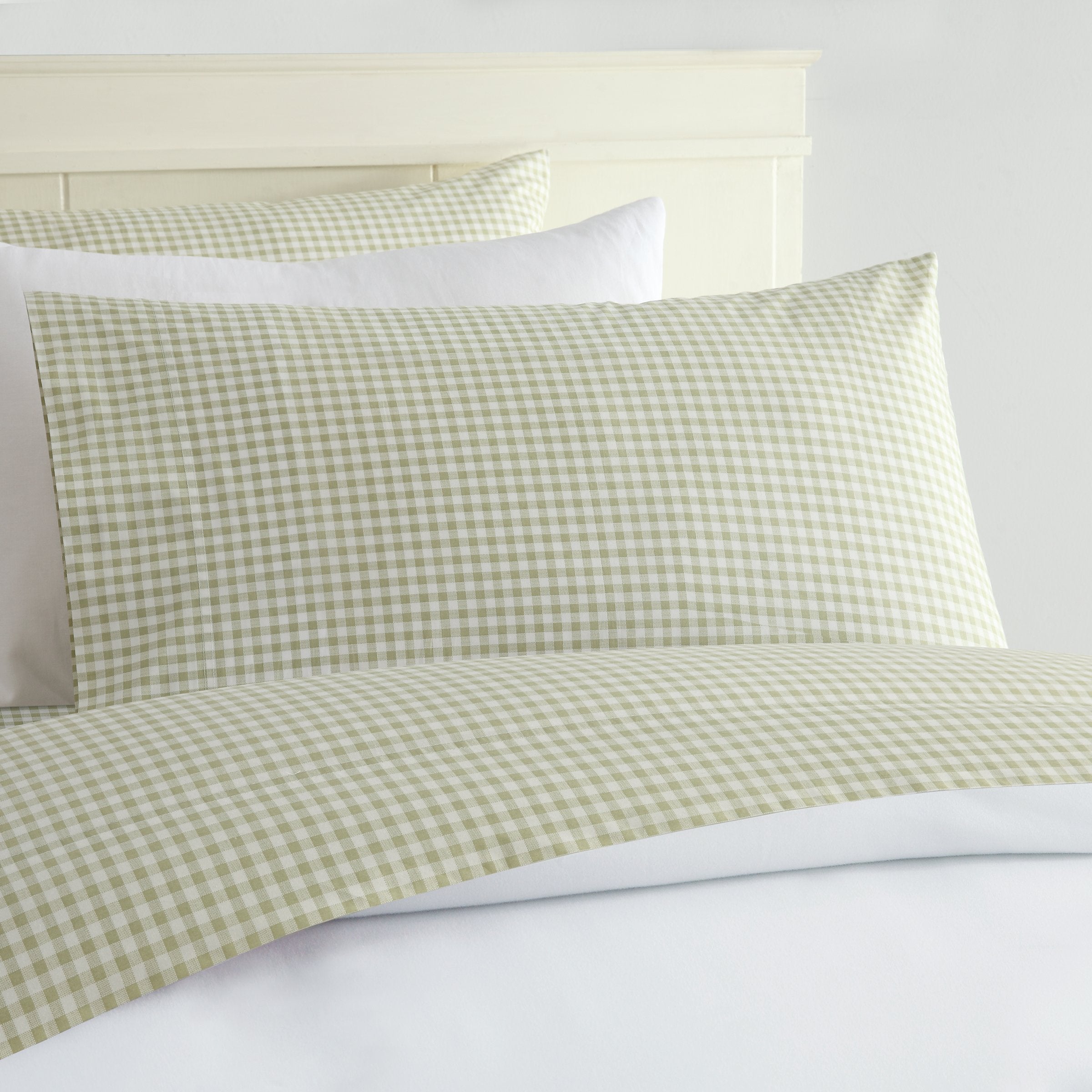 Laurel & Mayfair 250Tc 100% Cotton Gingham Print Sheet Set, King, Green