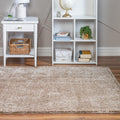 Rugs.com Soft Solid Shag Collection Runner Rug - 5 Ft Square Khaki Shag Rug Perfect for Hallways, Entryways
