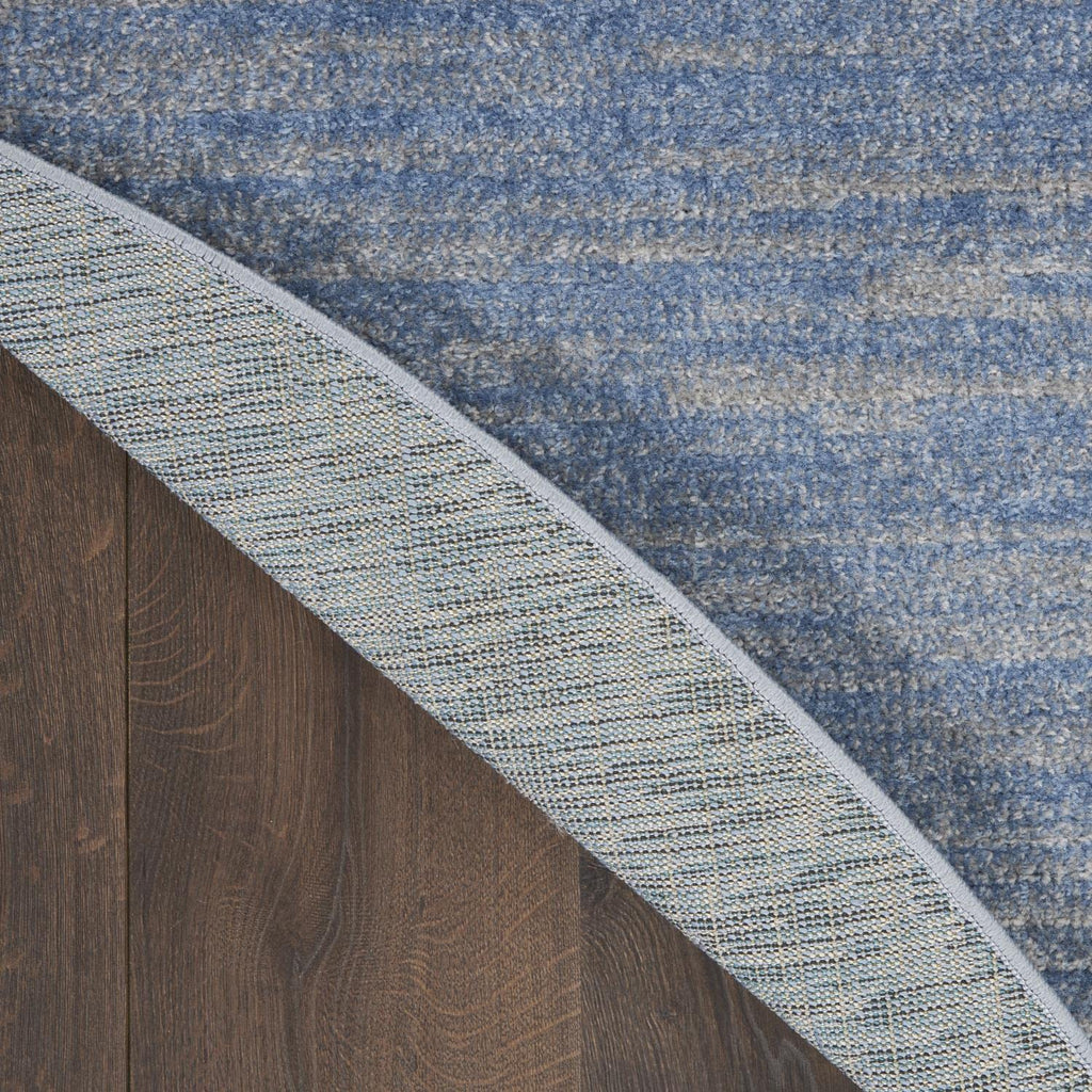 Nourison Essentials Indoor/Outdoor Blue/Grey 6' X Round Area -Rug, Easy -Cleaning, Non Shedding, Bed Room, Living Room, Dining Room, Backyard, Deck, Patio (6 Round)