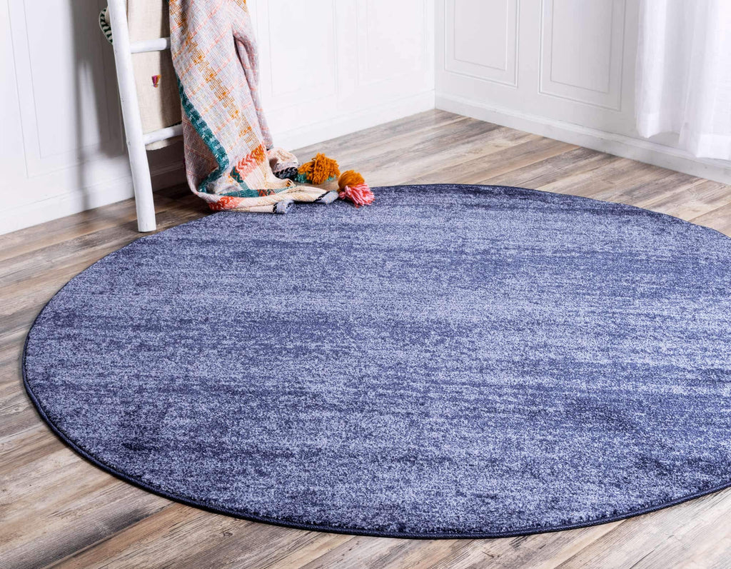 Unique Loom Del Mar Collection Area Rug - Lucille (7' 10'' Round, Navy Blue/ Ivory)