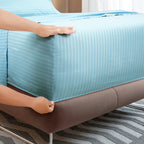 Royale Linen Striped Bed Sheet Set -Brushed Microfiber 1800 Bedding - 1 Fitted Sheet 1 Flat Sheet 2 Pillowcase - 4 Piece Damask