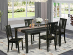 East West Furniture DULE5-BLK-W 5 Piece Kitchen Table & Chairs Set Includes a Rectangle Dining Room Table and 4 Dining Chairs, 36x60 Inch, Black