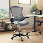 Flash Furniture Kelista Mid-Back Swivel Office Chair with Adjustable Seat Height, Ergonomic Mesh Desk Chair with Flip-Up Armrests, Dark Gray