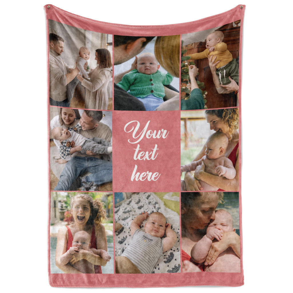 Ships Next Day, Custom Blanket With Picture And Text - Printed In Usa, Personalized Photo Blanket With Text (Fleece 60X80)
