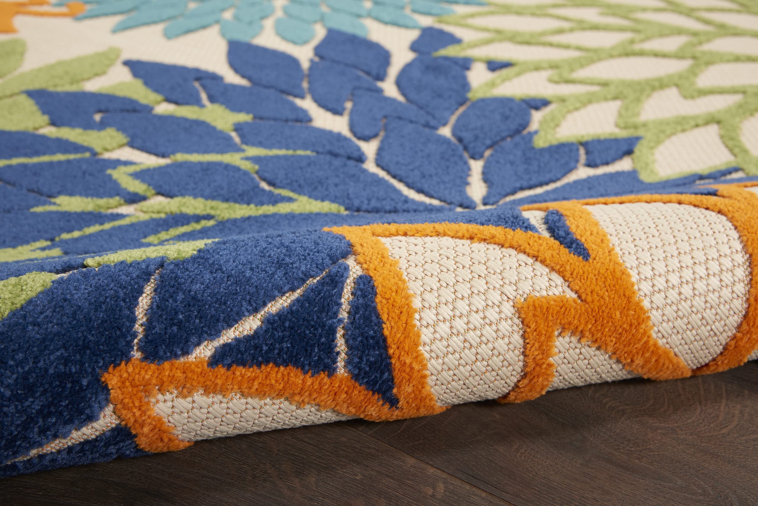 HomeRoots Multicolor 100% Polypropylene 2’ x 6' Orange Floral Outdoor Runner Rug
