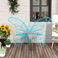 Dibraty 50 Inches Outdoor Bench, Garden Bench With Sturdy Iron Metal Frame, Pretty Butterfly Bench Front Porch Bench For Porch,L