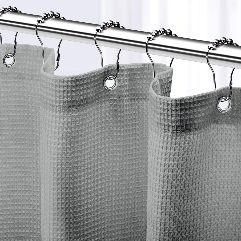 Neaterize Stall Shower Curtain Grey - Hotel Style Grey Shower Curtains For Bathroom With Waffle Design, 36X72 Inches - Fabric Sh