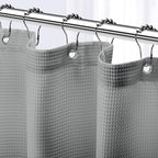 Neaterize Stall Shower Curtain Grey - Hotel Style Grey Shower Curtains For Bathroom With Waffle Design, 36X72 Inches - Fabric Sh