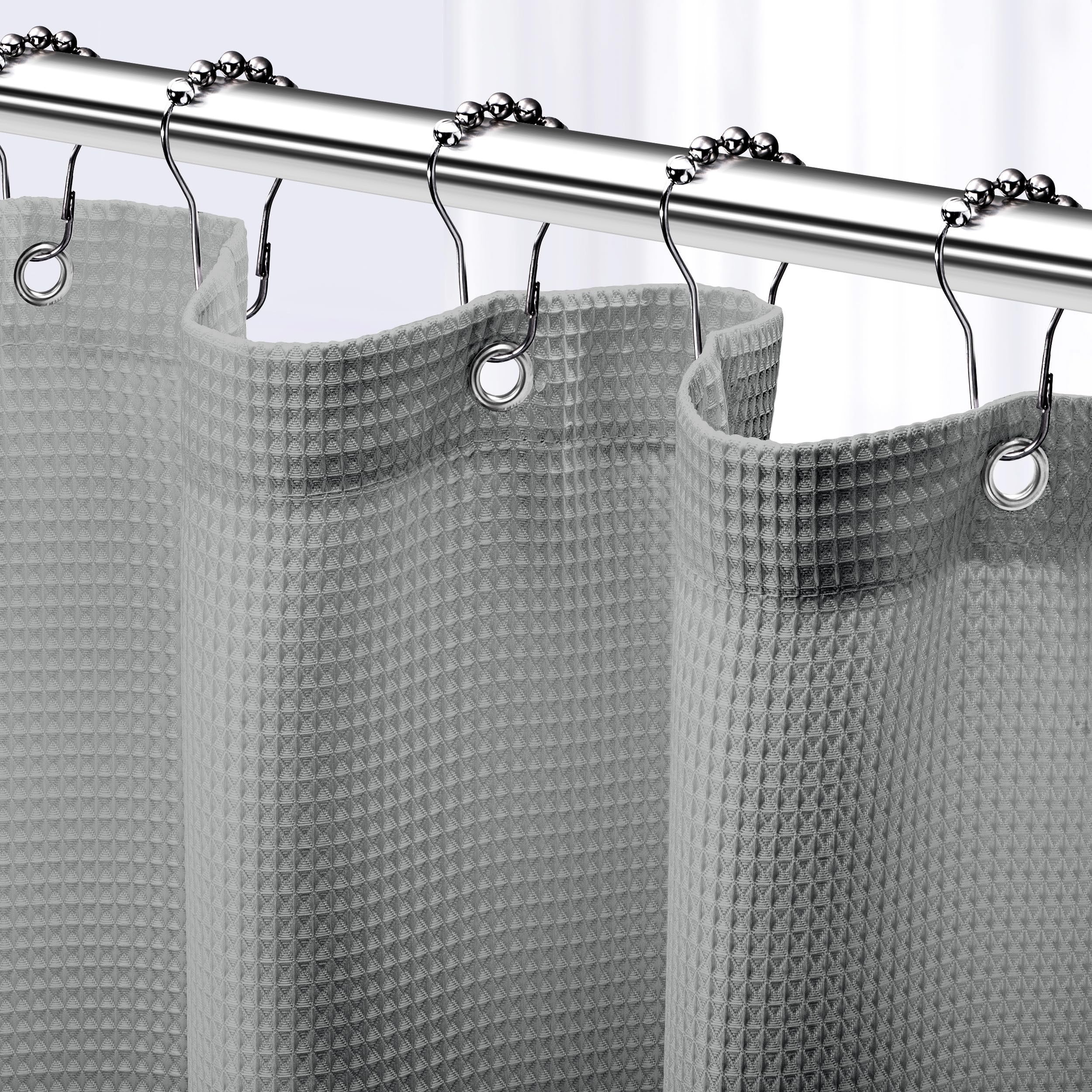 Neaterize Stall Shower Curtain Grey - Hotel Style Grey Shower Curtains For Bathroom With Waffle Design, 36X72 Inches - Fabric Sh