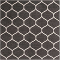 Unique Loom Trellis Frieze Collection Area Rug - Rounded (6' Square, Dark Gray/ Ivory)