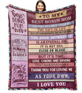 Neapth Gifts For Bonus Mom From Daughter, Bonus Mom Birthday Gifts From Son, Best Bonus Mom Blanket, Mothers Day Christmas Bday