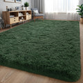 Larhom Fluffy Area Rugs for Living Room Bedroom, 5x8 Dark Green Ultra Soft Plush Fuzzy Rug, Anti-Skid Indoor Carpet Nursery Rugs