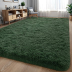 Larhom Fluffy Area Rugs for Living Room Bedroom, 5x8 Dark Green Ultra Soft Plush Fuzzy Rug, Anti-Skid Indoor Carpet Nursery Rugs