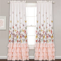 Lush Decor Flutter Butterfly Curtains | Ruffle Print Design Window Panel Set For Living, Dining, Bedroom (Pair), 84    X 52   ,