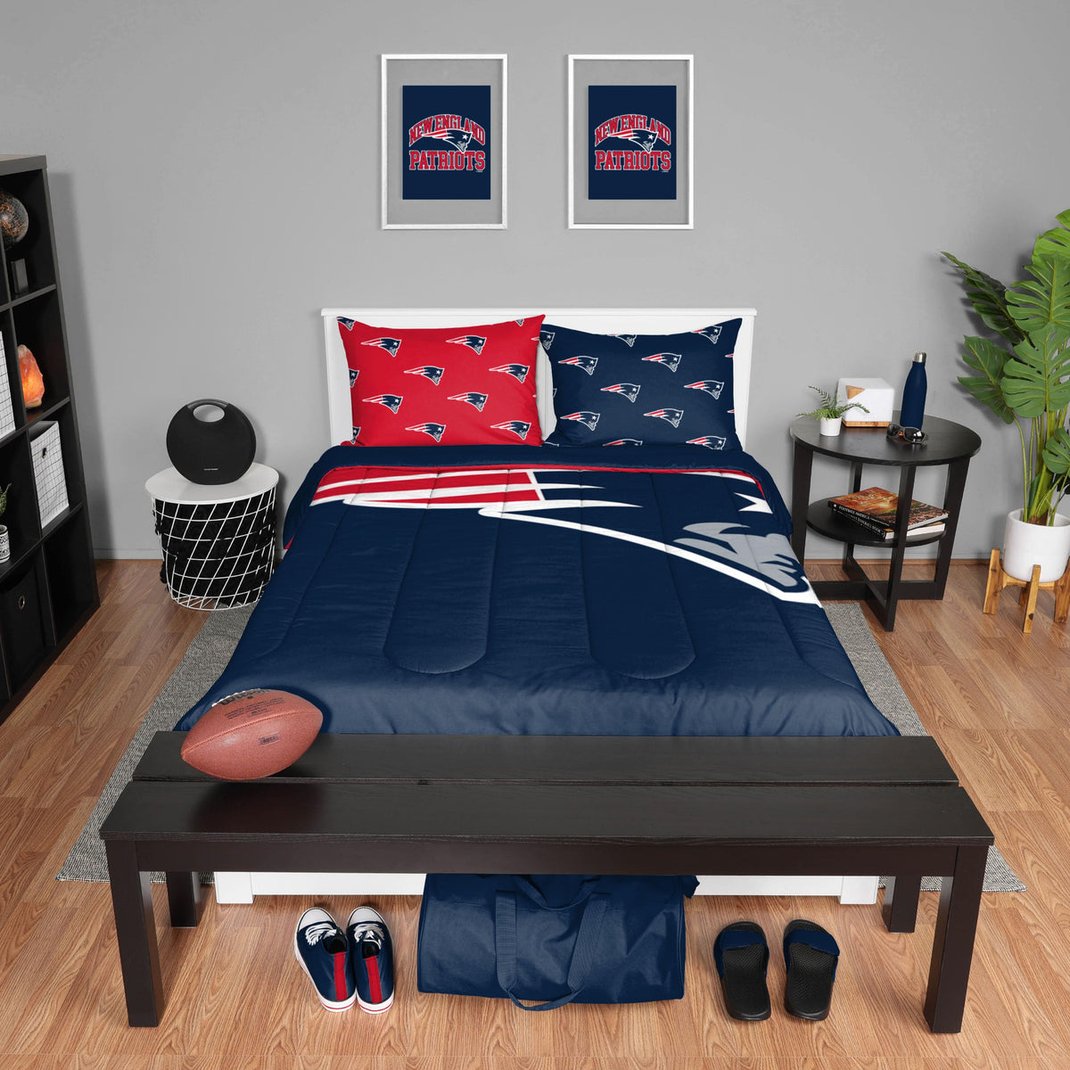 Foco New England Patriots Nfl Team Color Bed In A Bag Comforter Bedding 3 Piece Full Set