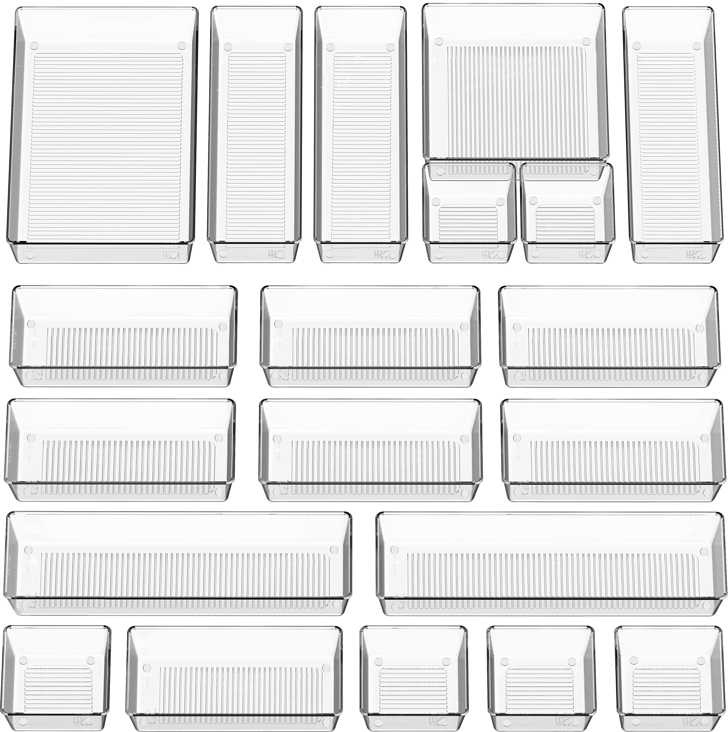 Simple Houseware 20-Pack Clear Plastic Drawer Organizers (6S, 7M, 5L, 1 XL, 1XXL)