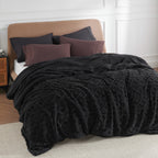 Bedsure Sherpa Queen Size Blanket For Bed - Fuzzy Soft Cozy Blanket Queen Size, Fleece Thick Warm Blanket For Winter, Black, 90X