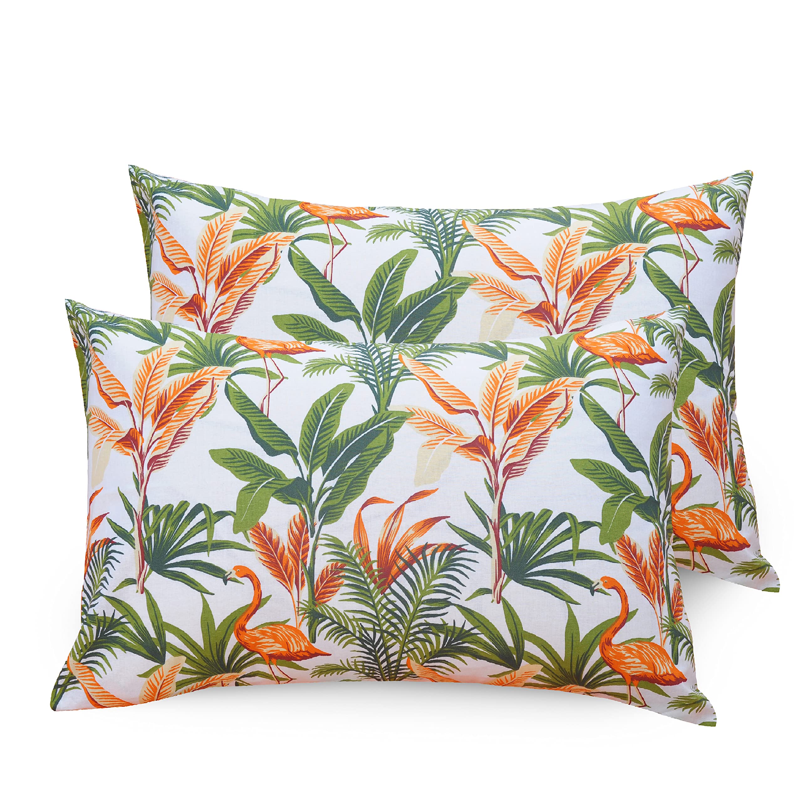 Huesland By Ahmedabad Cotton 144 Tc Pillow Cover Set Cotton Set Of 2  Orange