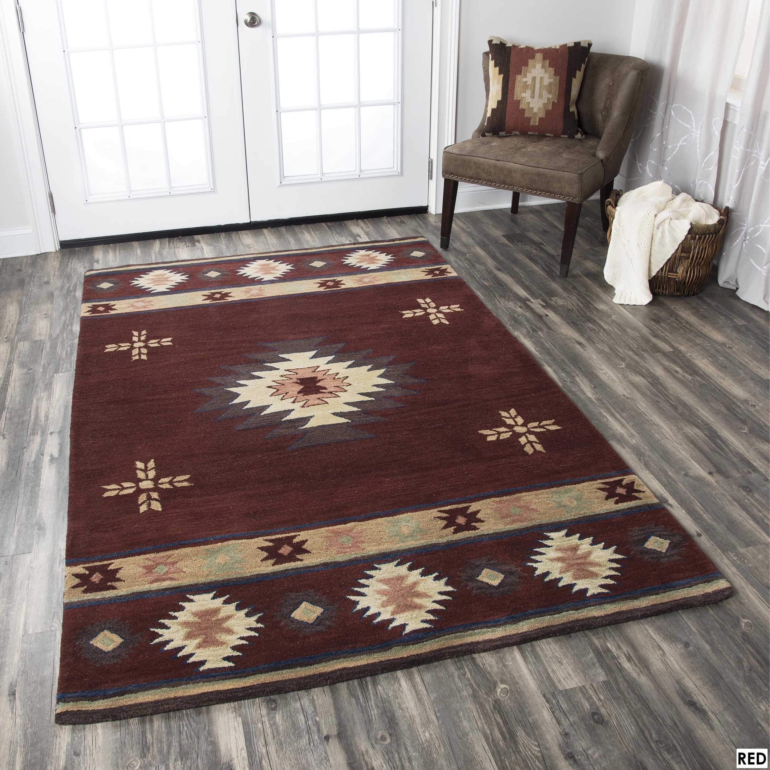 Rizzy Home Alora Decor Ryder 5' X 8' Tribal Gray Blue/Rust/Burgundy/Tan/Khaki Area Rug