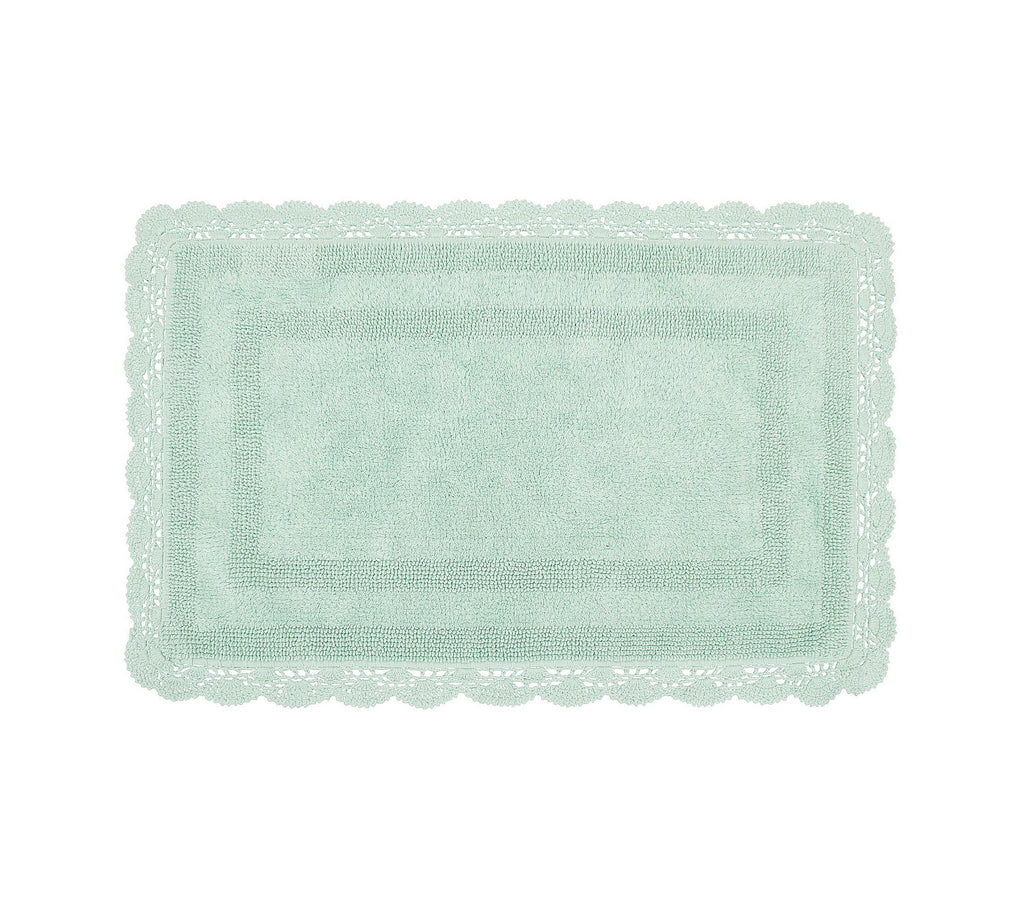 Laura Ashley Crochet Cotton 24x40 Bath Rug, Aqua
