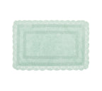 Laura Ashley Crochet Cotton 24x40 Bath Rug, Aqua
