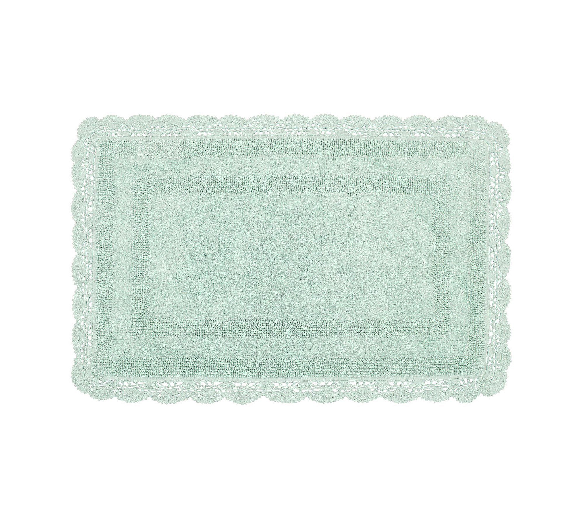 Laura Ashley Crochet Cotton 24x40 Bath Rug, Aqua