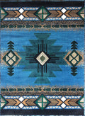 YHSF South West Native American Area Rug C318 (Blue-Green, 8 Feet x 10 Feet)