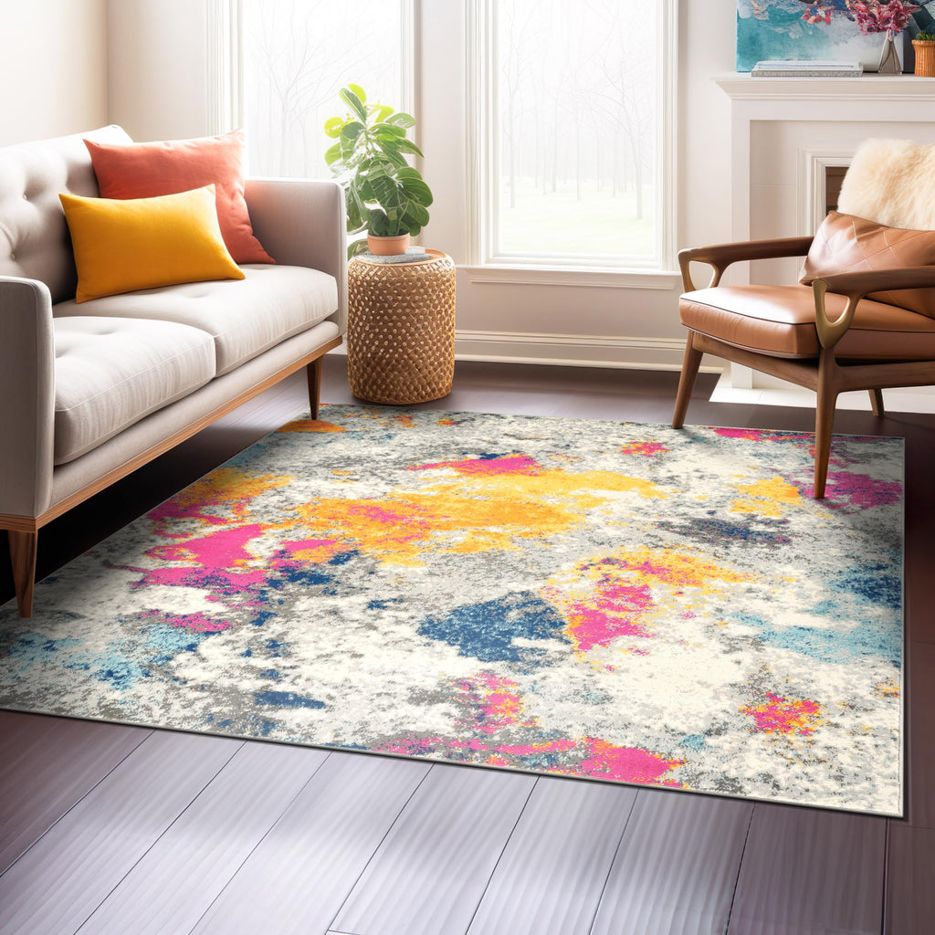 Rugshop Sky Collection Modern Abstract Square Area Rug 6'6'' x 6'6'' Multi